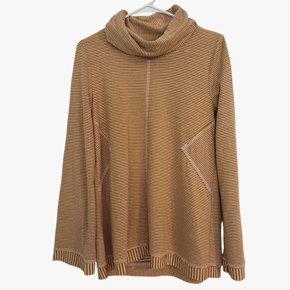 Maeve by Anthropologie Size SMALL Tai Cowl Neck Pullover Sweater Yellow Striped - Picture 2 of 10